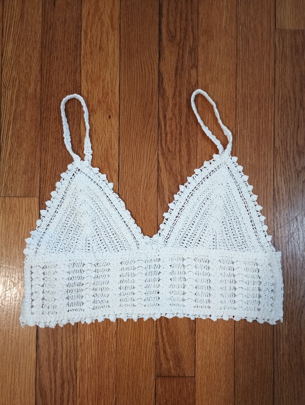 Polly Crochet Bralette Crop Top S/M Boho Festival 100% Cotton